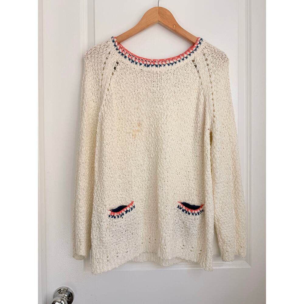 Suncoo Paris Cream‎ Knitted Sweater Fall Cozy Lounge Whimsical US 2 Fall Winter
